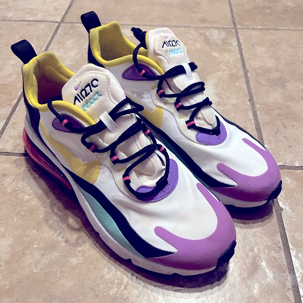 Women size 9 ;Men Size 7 ;Nike - Air Max 270 React Sneaker- Pastel- Colorful - Picture 3 of 9